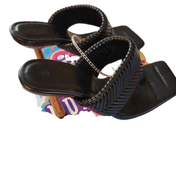 NWOT Women's braided heeled ,6.5 mule,squared open toe slide on - Picture 11 of 13